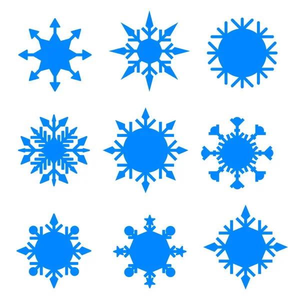 Inverno azul Natal neve elemento de cristal plano . —  Vetores de Stock