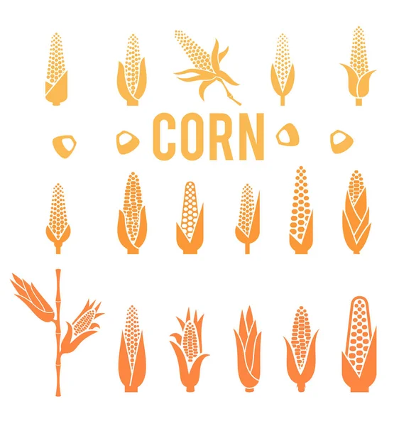 Iconos de maíz. Silueta de palomitas . — Archivo Imágenes Vectoriales