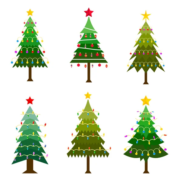 Different Christmas tree set. — Stock Vector