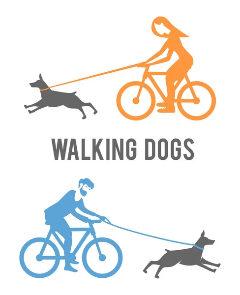 People walking with dogs. — Stock Vector