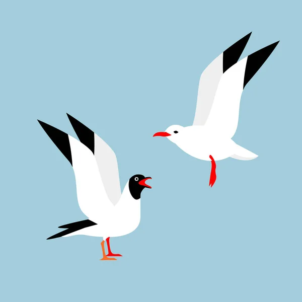 Zwei schöne Vögel auf blauem Hintergrund. — Stockvektor