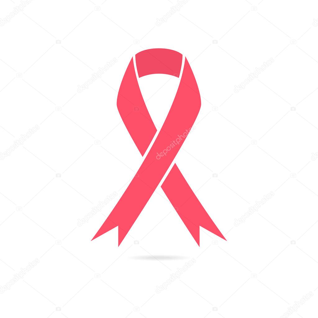 Pink Ribbon. International Day of Breast Cancer - creative vector badge.