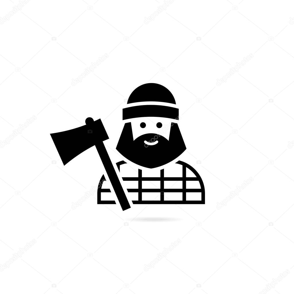 Vector Avatar lumberjack with an ax. Vector icon isolated on white background.