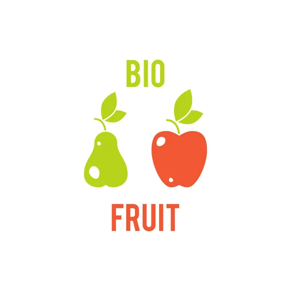 Фруктове яблуко і груша. Символ вегетаріанської їжі. Концепція креативного дизайну логотипу для здорової їжі . — стоковий вектор