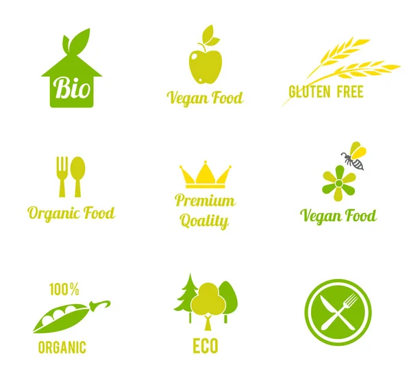 Χορτοφάγους τροφίμων σύμβολο. Βιολογικά τρόφιμα, φρέσκα αγρόκτημα. — Διανυσματικό Αρχείο