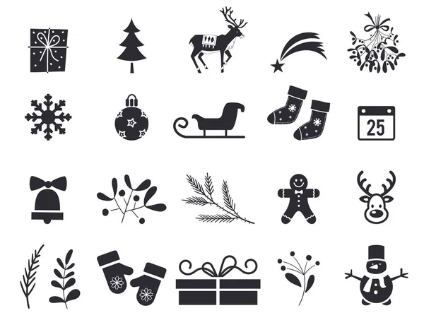 Vector nuevos símbolos de año negro aislado sobre fondo blanco. Elementos de invierno listos. Iconos de Navidad . — Vector de stock