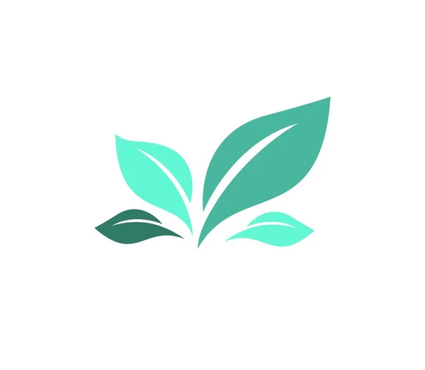 Eco cor verde folha vetor logotipo ícone plana. Bio planta e árvore floral floresta design . —  Vetores de Stock