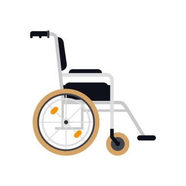 Hastane vektör düz malzeme tasarım nesnesinde tekerlekli sandalye.