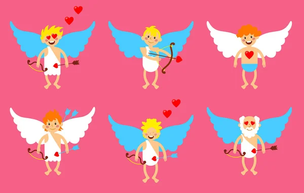 Mascotte Cupido Varie Posizioni — Vettoriale Stock