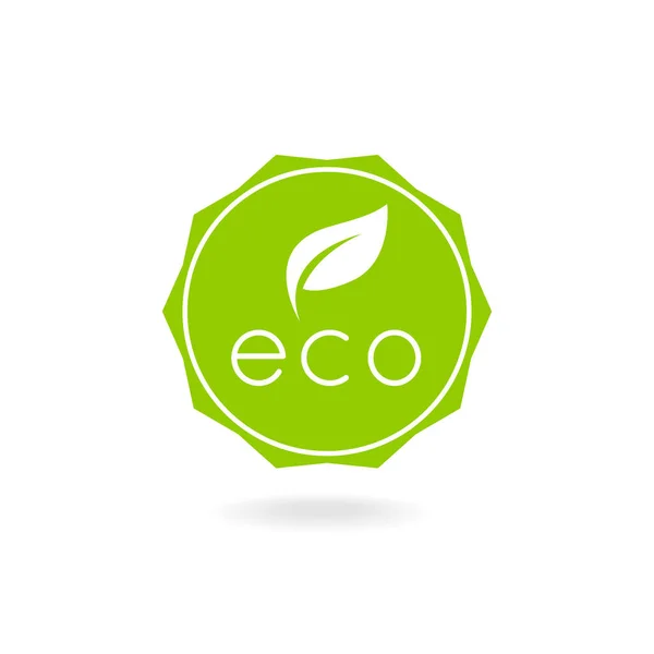 Insignia Ecológica Etiqueta Ecológica Vista Naturaleza Producto Ecológico Verde Productos — Vector de stock