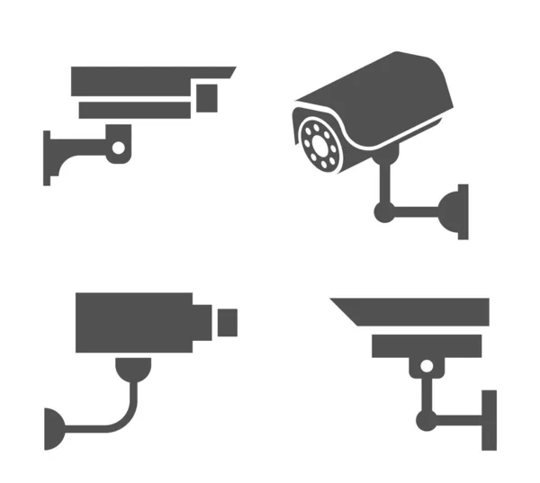 Videovigilancia Cámaras Seguridad Pictogramas Gráficos Conjunto Ilustración Vectorial Aislado — Vector de stock