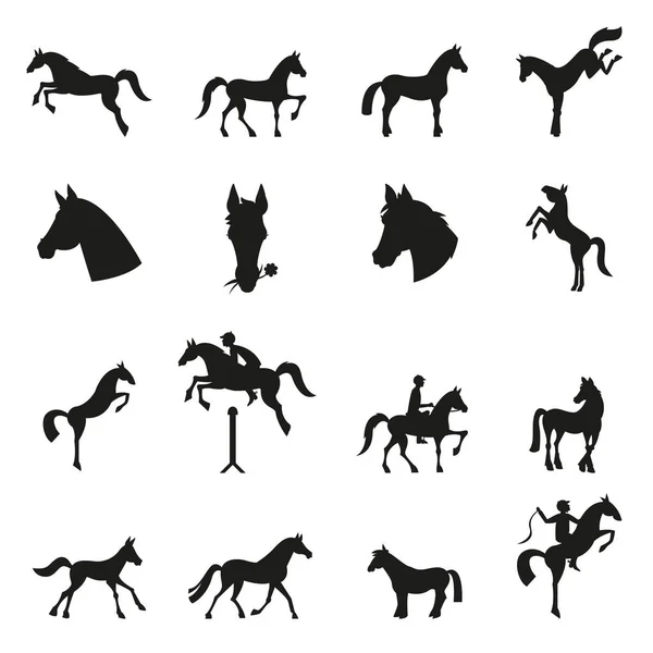 Paardenverzameling Vectorsilhouet Vectorset Van Paardenkop Silhouet — Stockvector