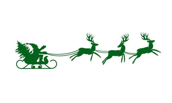 圣诞老人与驯鹿剪影 — 图库矢量图片