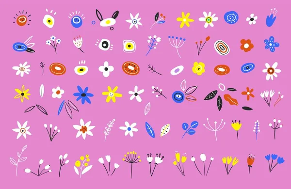 Forårsblomster. Illustration af naturen blomst forår og sommer i haven. Sæt af blomster og blomster elementer isoleret på hvid baggrund. Sommerblomsterknopper . – Stock-vektor