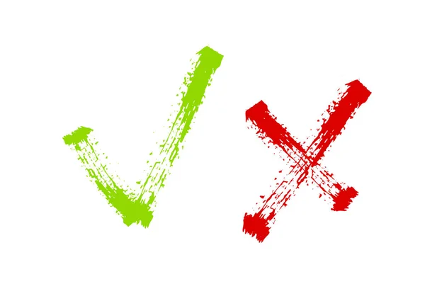 Conjunto de iconos de marca. Elegante icono de marca de verificación en color verde y rojo, ilustración vectorial. Círculo símbolos de forma SÍ y NO botón para votar, decisión, web. Ilustración vectorial — Vector de stock