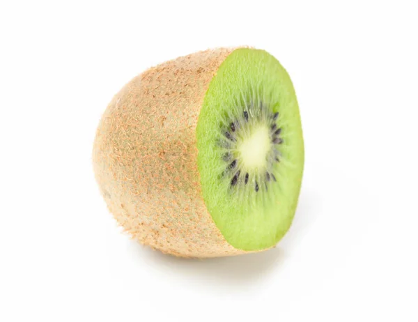 Green Kiwi Cut Half Half White Background — Stock Photo, Image