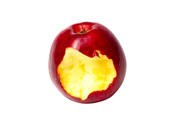 Czerwone Jabłko Ugryzione Białym Tle — Zdjęcie stockowe