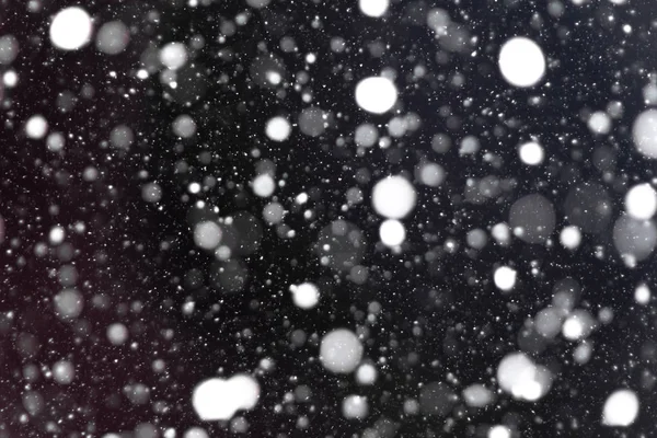 Sneeuwval Nachts Bokeh Achtergrond Textuur Patroon — Stockfoto