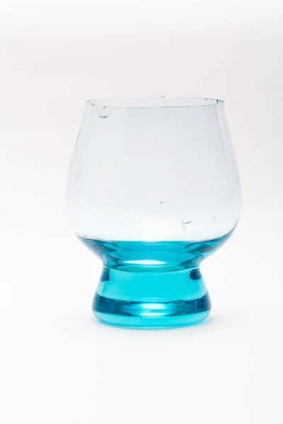 Broken Blue Wine Glass White Background — Stock Photo, Image