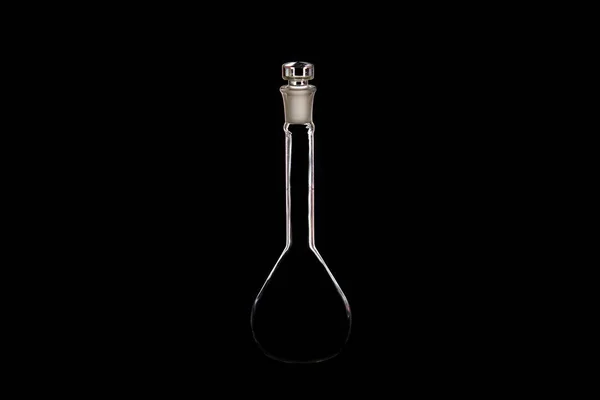 Glass Bottle Flask Black Background — Stockfoto