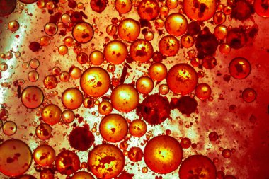 Kırmızı koronavirüs mikroskobu, bakteri, hastalık, mikroorganizmalar. Kopyalama alanını kapat