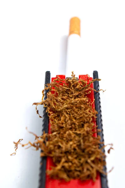 Machine Voor Het Aandrijven Van Tabak Een Huls Met Tabak — Stockfoto