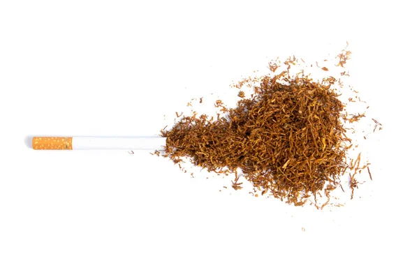 Een Wolk Tabak Komt Uit Een Sigaret Een Witte Achtergrond — Stockfoto