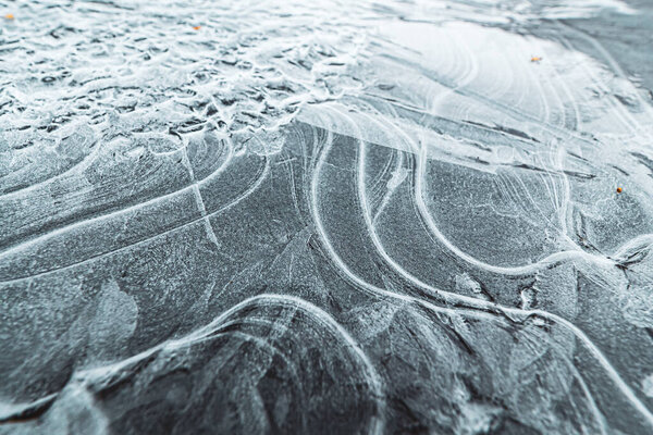 Frozen ice texture in winter river water