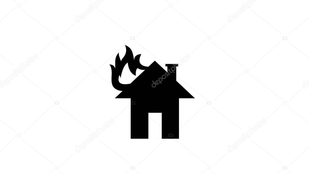 House with fire icon vector