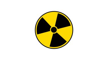 İzole edilmiş arkaplanda radyoaktif tehlike işareti renkli simgesi