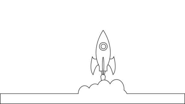 Rocket Στην Επίπεδη Εικόνα Του Ουρανού Εικονογράφηση — Φωτογραφία Αρχείου