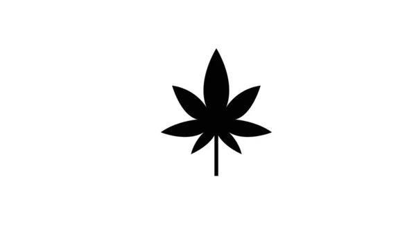 Zwarte Marihuana Cannabis Leaf Icon — Stockfoto