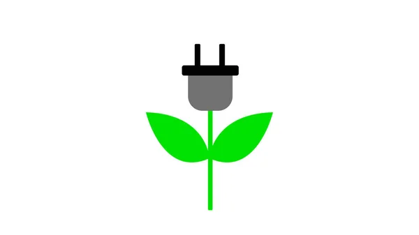 Stromkabel Mit Blättern Zur Umweltpflege — Stockfoto