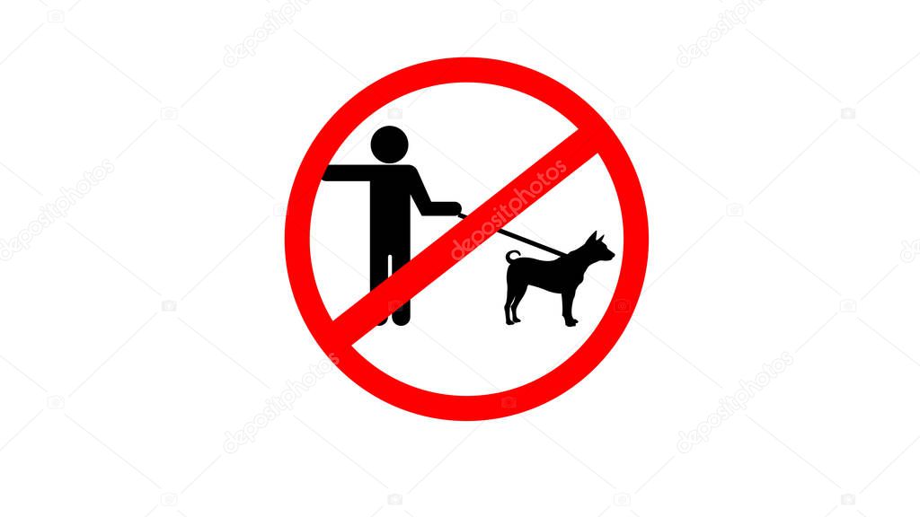 Prohibition sign stop pet dog and cat simple animals silhouette.