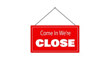 Gerçekçi Kırmızı İşaret Üzgünüm kapalıyız ve hoşgeldiniz açığız 