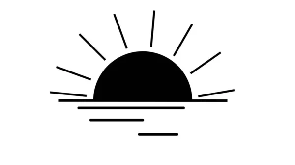 Beyaz Arka Planda Gün Batımı Günbatımı Güneşi Simge — Stok fotoğraf