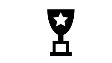 Kupa ikonu. Basit bir kazanan sembolü. Siyah illüstrasyon