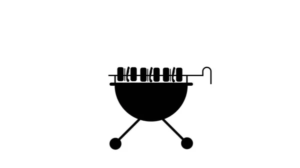 Schwarze Grill Symbole Auf Weißem Hintergrund — Stockfoto