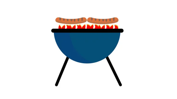 Hordozható Barbecue Party Grill Kolbásszal — Stock Fotó