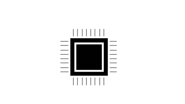 Cpu微处理器示例 黑线图标 — 图库照片