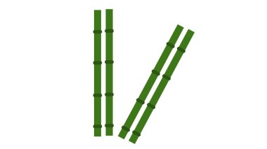 Beyaz resimde izole edilmiş bir bambu seti 