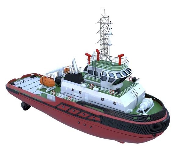 Multi-purpose rescue Tug Boat. Isolated. 3d-rendering