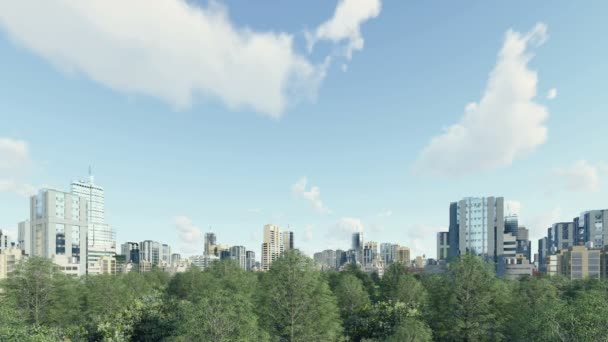 Modern city district with green park zone 4K animation — Stock Video