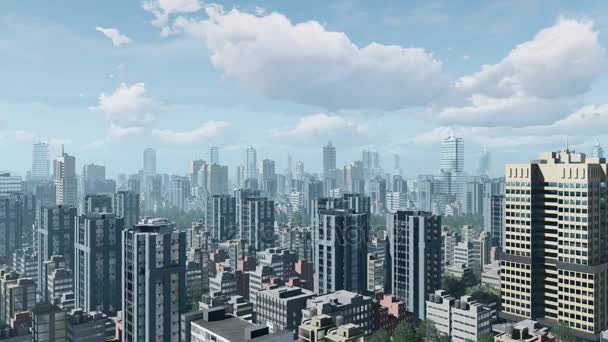 Città centro e time lapse nuvole cielo animazione 4K — Video Stock