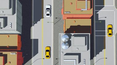 Çizgi film şehir yol arabalar hava Manzaralı