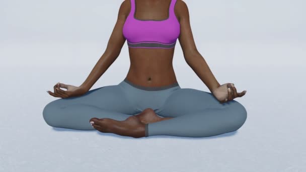 African woman in meditation easy pose close up 4K animation — Stock Video