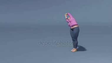 Düzgün vücutlu kadın yarım ay yoga poz loopable 4k animasyon
