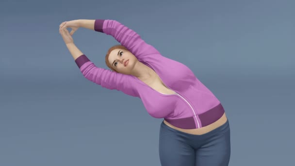 Ung vacker plus size kvinna i halvmåne yogaställning närbild med 4k — Stockvideo