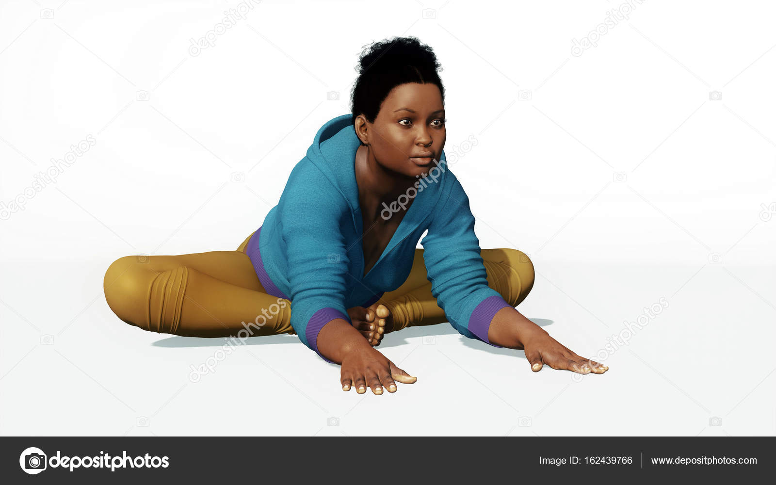 Plus size black woman in stretching yoga pose on white background Stock  Photo by ©Marsea 162439766