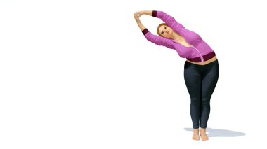 Yarım ay Yoga düzgün vücutlu sarışın kadın beyaz arka plan üzerinde poz